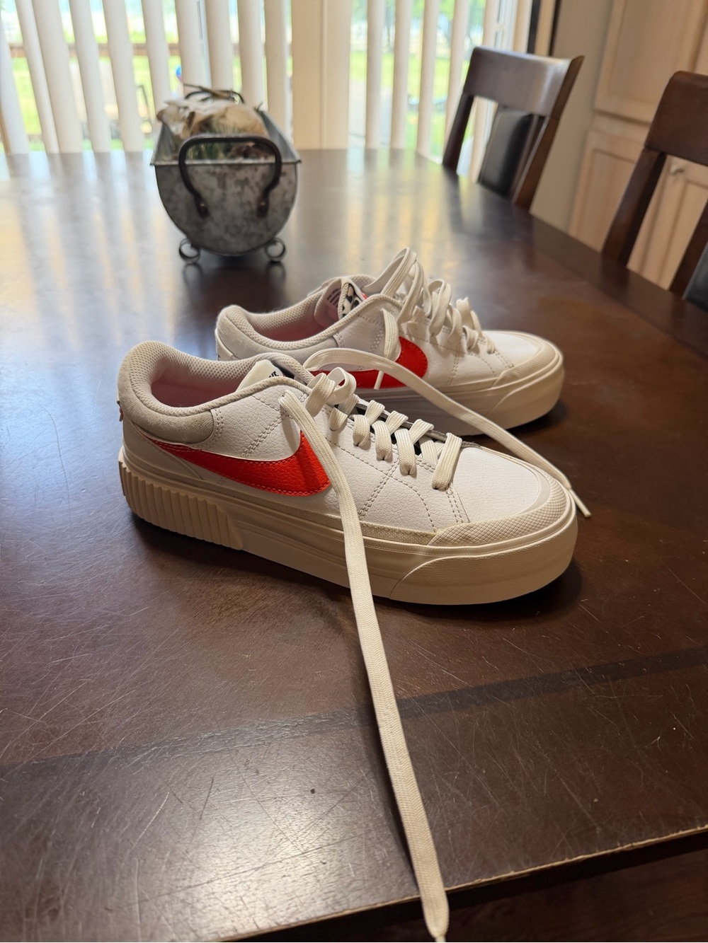 Nike White Sneakers with Orange Insole
